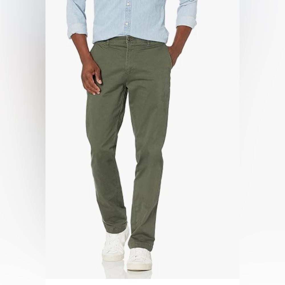 Good‎ threads Men's Athletic-Fit Washed Comfort Stretch Chino Pant olive green